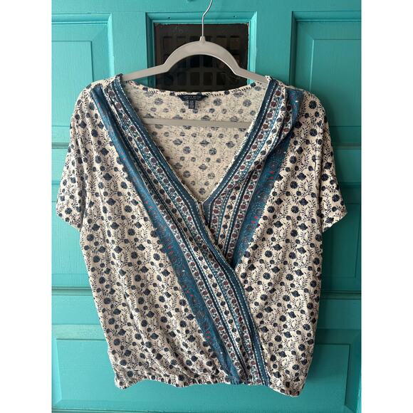 Lucky Brand women’s size large short sleeve boho style shirt - Picture 1 of 3